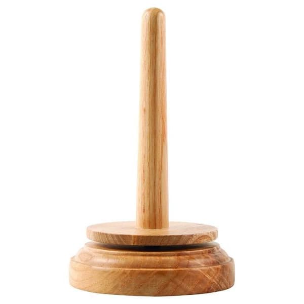 Klassisk stickad garnhållare, trä, 11 x 11 x 17 cm - T1935