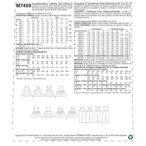 McCalls Mönster för Barn/Flickor, Tillbehör för Tröjor och Flerfärgad, Storlekar 714-p, Flerfärgad, 152 x 213 cm -