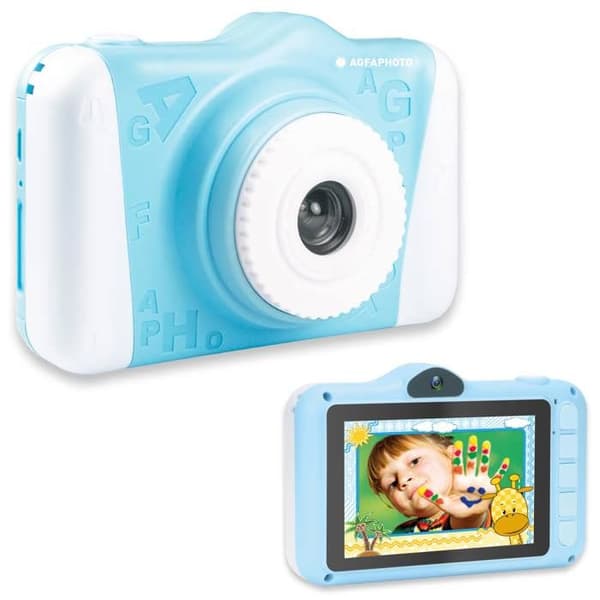AGFA PHOTO Realikids Cam 2 - Barnkamera, Foto, Video, Selfie, LCD-skärm 3,5'', Foto-filter, Litiumbatteri - Blå
