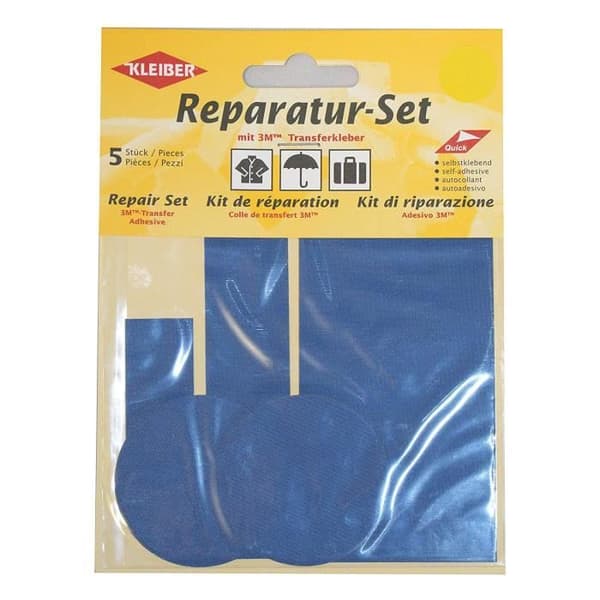 Kleiber 5-delat set Självhäftande nylonlappar för reparation av kläder, blå - 430-13