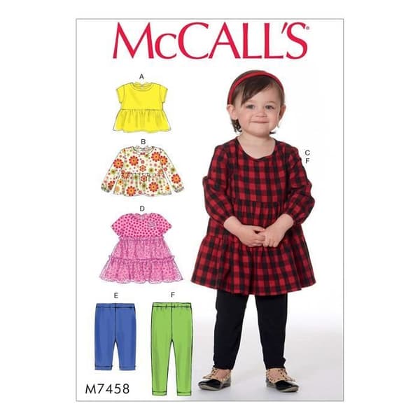McCalls Mönster för Småbarn av Toppar, Klänningar och Leggings, Multicolor, Storlekar 1/24 - M7458CAA
