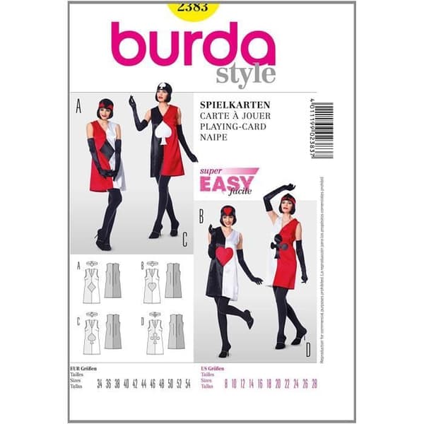 Burda sömnadsmönster spelkort 19 x 13 cm - B2383