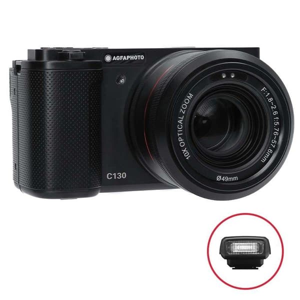 AGFAPHOTO Realishot C130 - Kompakt Digitalkamera, Bländare f/1.8-2.6, ISO 100-3200, Autofokus, LCD-skärm - Svart Svart