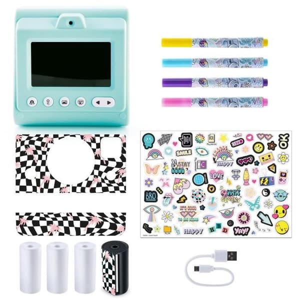 Canal Toys - Retro Instant Print Kamera - 4 ruller papir inklusive 1 klistermærke, tuscher og klistermærker - CLK 019