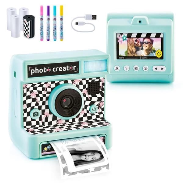 Canal Toys - Retro Instant Print Kamera - 4 ruller papir inklusive 1 klistermærke, tuscher og klistermærker - CLK 019