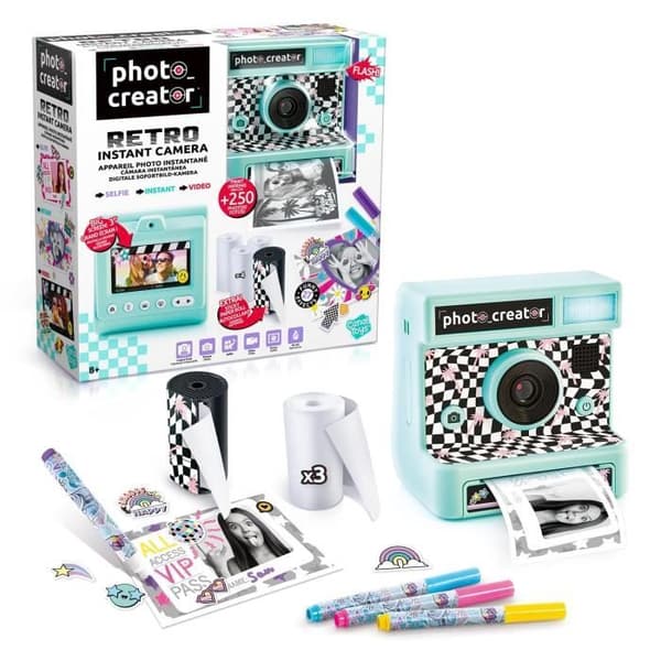 Canal Toys - Retro Instant Print Kamera - 4 ruller papir inklusive 1 klistermærke, tuscher og klistermærker - CLK 019