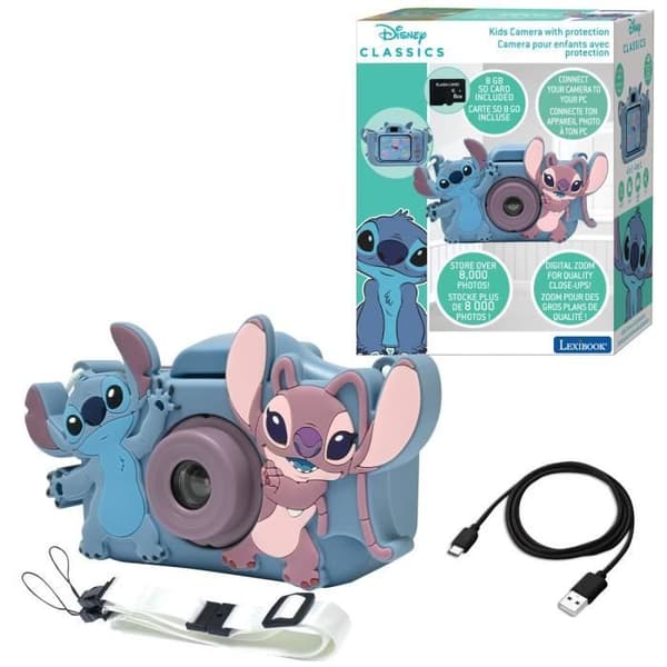 LEXIBOOK - Lasten kamera suojauksella - 4 yhdessä - Disney Stitch - Muistikortti mukana Monivärinen