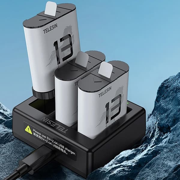 Telesin batterioplader til GoPro Hero 13 med tre kanaler