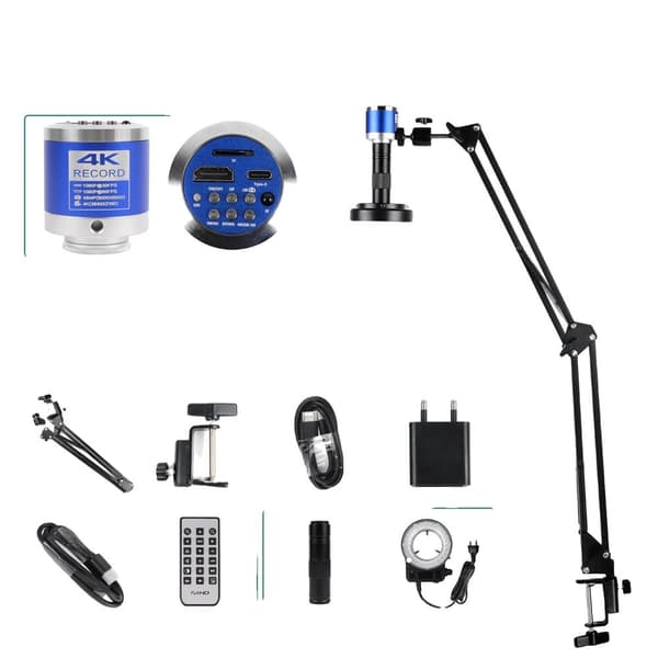 4K Digitaalinen Mikroskooppi, 150x Säädettävä Suurennus, HDMI USB Liitäntä,4K HDMI Tyyppi C set