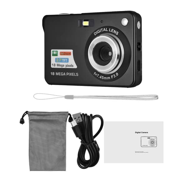 Digitalt kamera, 18MP billeder, 8X zoom,sort