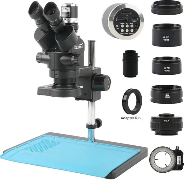 Stereo mikroskooppi, 7X-90X suurennos, 48MP HDMI-kamera,48MP 4K HDMI Type-C-a, Musta