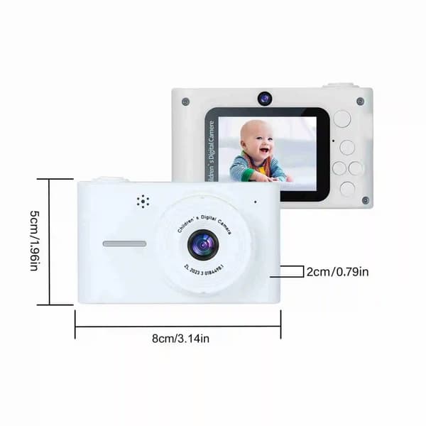 Lasten digikamera, 20MP resoluutio, 8X digitaalinen zoom,VALKOINEN
