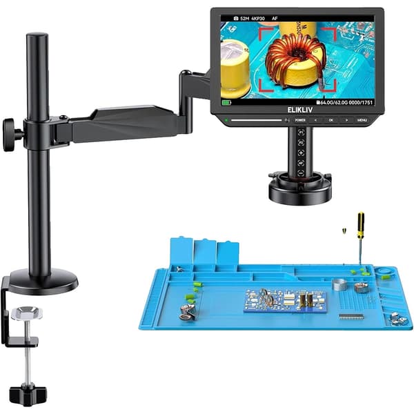 Digitalt Mikroskop, 4K UHD Video, Flex Arm Stativ,2000X, EM4K-AF
