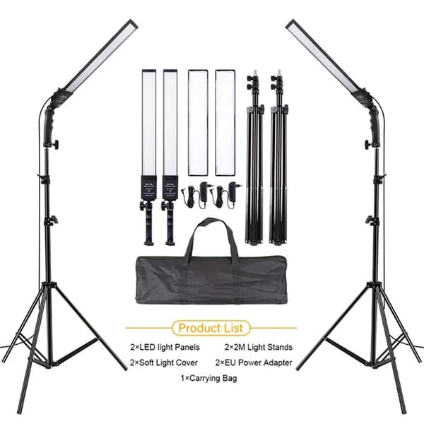 Fotograferingslys Kit, LED Fyldelys, Bi-farve 3200k-5500k, Dæmpbar Studielys, studie lys kit
