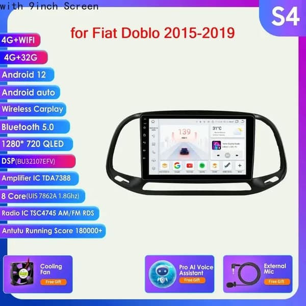 Android-autoradio, AI-audio, multimedia-videosoitin, S4 (8-ydin 4G 32G) AI