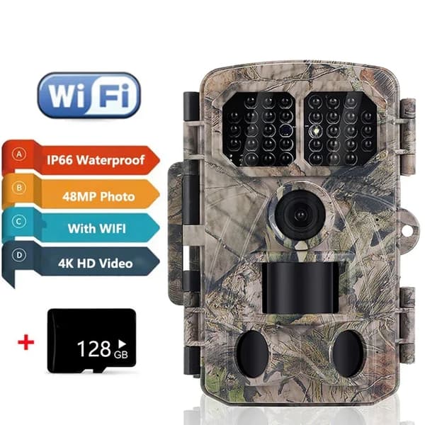 Jagt Trail Kamera, 48MP Opløsning, WIFI Forbindelse, WIFI Tilføj 128GB
