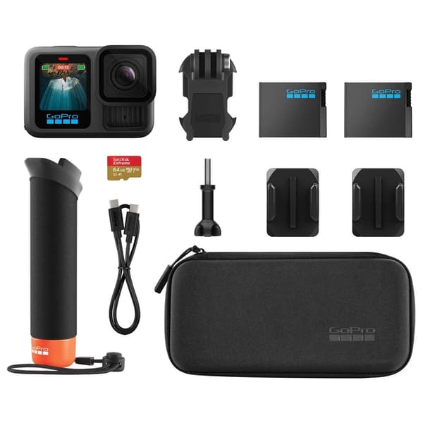 GoPro Hero13 Black med tillbehör – 5.3K video, HyperSmooth 6.0 och komplett actionkit Svart