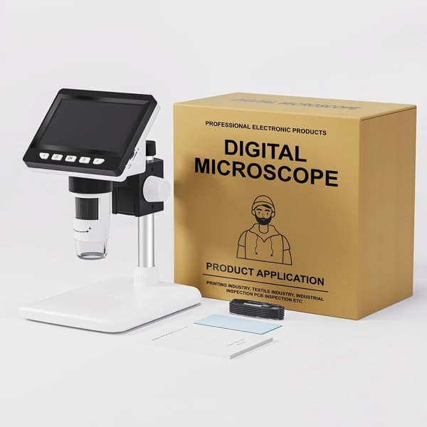 Digitalt Mikroskop, 4,3-tommer LCD, 8 Justerbare LED-lys,Hvid