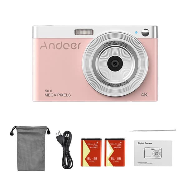 Barns Digitalkamera, 50,0 Megapixlar, Vattentät / Stöttålig, Dubbelskärm,Rosa