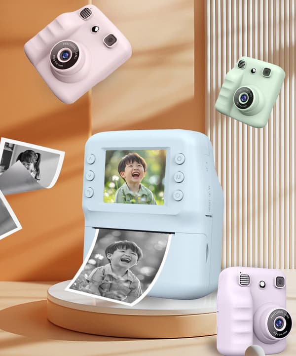 Lollanda 1080P digitalkamera til børn – direkte udskrivning, med 32 GB hukommelseskort og fotopapir, lang batterilevetid, bærbar og nem at bruge