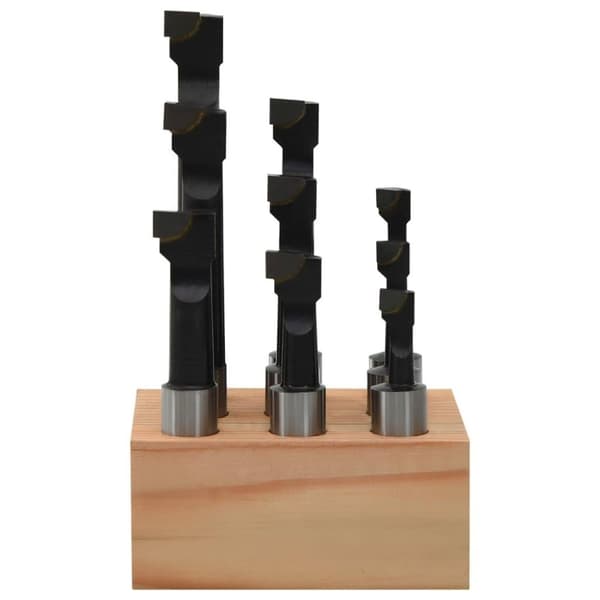 vidaXL Borekuttere 9 stk 12 mm med treholder