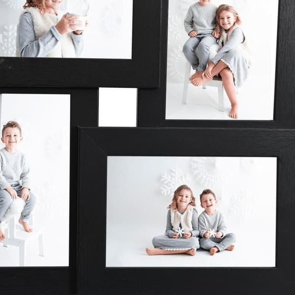 vidaXL Fotorammekollasj for 4x(13x18 cm) bilde svart MDF
