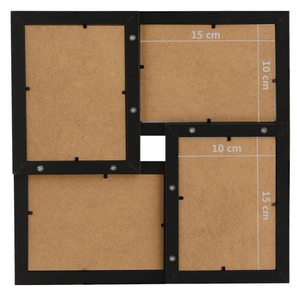 vidaXL Fotoram för 4x(10x15 cm) bilder svart MDF