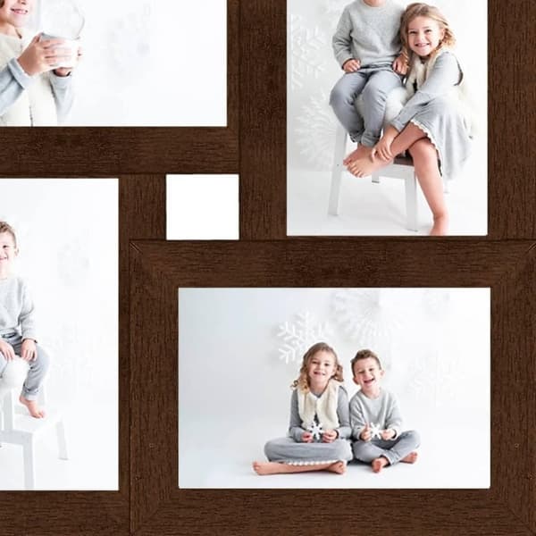 vidaXL Fotoram för 4x(10x15 cm) bilder mörkbrun MDF