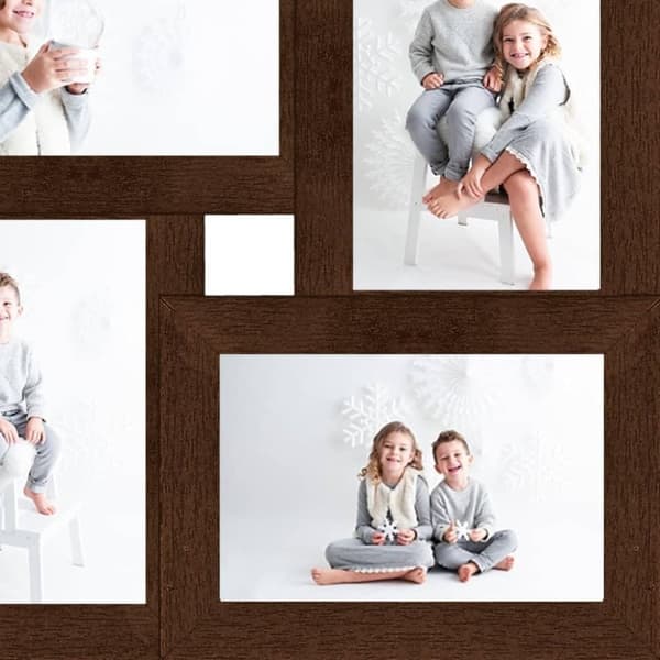 vidaXL Fotoram för 4x(13x18 cm) bilder mörkbrun MDF