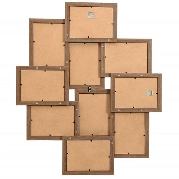vidaXL Fotorammekollasj for 10x(10x15 cm) bilde lysebrun MDF