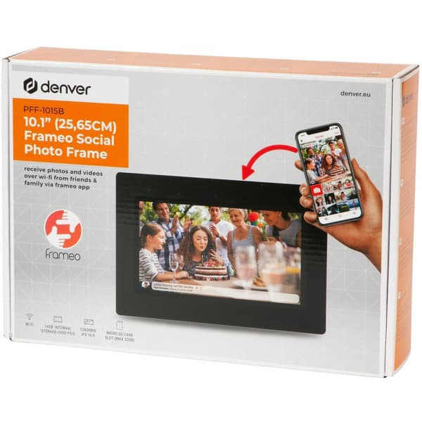 DENVER PFF-1015B 10.1" Smart fotoram med FRAMEO programvara  Svart