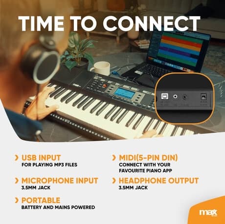 Max Rhapsody61M elektroniskt Keyboard 61-tangenters Touch Sensitive Set