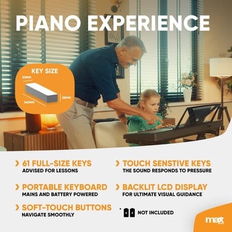 Max Rhapsody61M elektroniskt Keyboard 61-tangenters Touch Sensitive Set