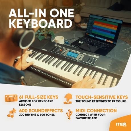 Max Rhapsody61M elektroniskt Keyboard 61-tangenters Touch Sensitive Set