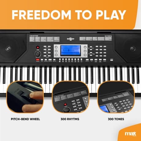 Max Rhapsody61P Electronic Keyboard Pro med 61 Touch Response-tangenter