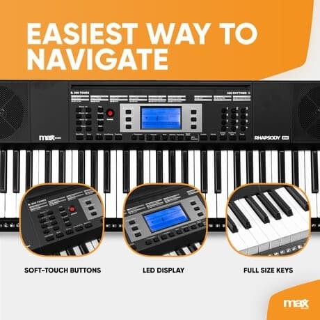 Max Rhapsody61M elektroniskt Keyboard 61-tangenters - Touch Sensitive skärm