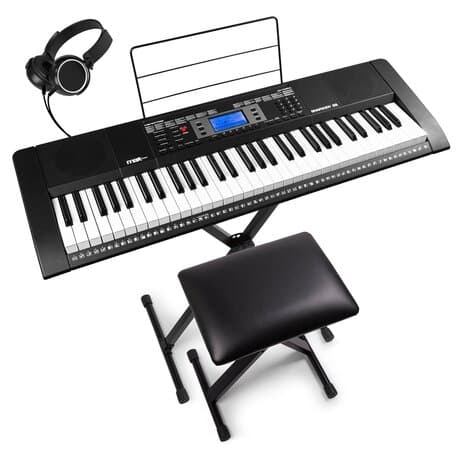 Max Rhapsody61L Set elektroniskt keyboard med 61 bakgrundsbelysta tangenter med bänk