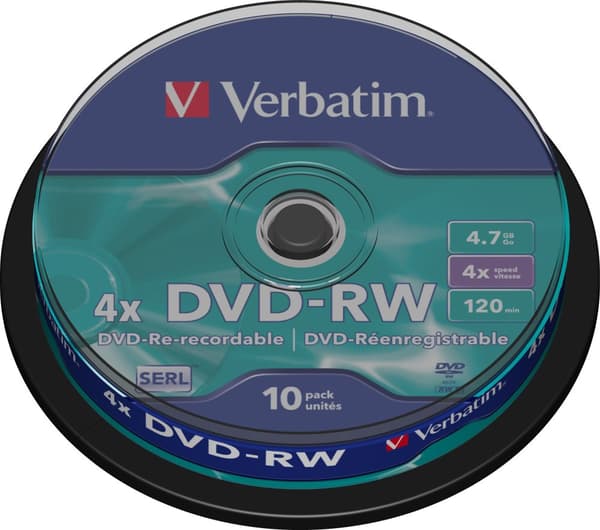 DVD-RW, 4x, 4.7 GB/120 min, 10-pack spindel, SERL