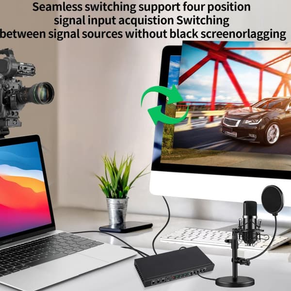 USB Videoinspelningskort, 4K-stöd, 1080P 60fps, Plug and Play