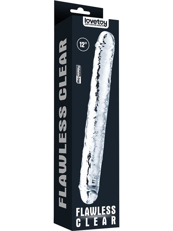 LoveToy: Flawless Clear Dubbeldildo, 30 cm