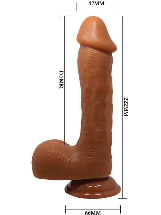 Beautiful Johnson: Realistisk Dildo med Sugpropp, 22 cm, mörk