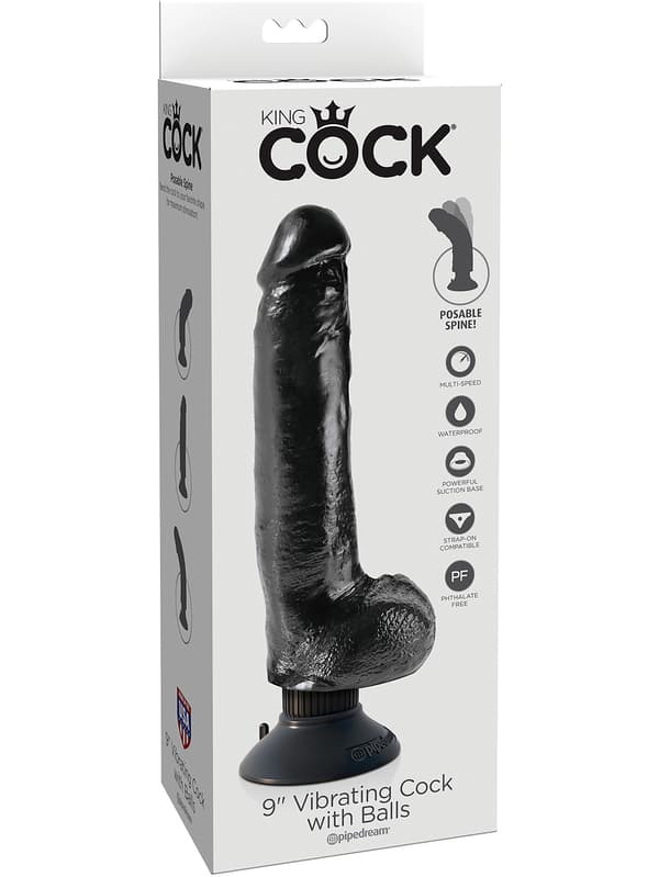 King Cock: Vibrating Cock with Balls, 23 cm