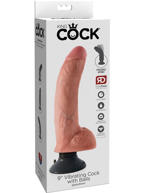 King Cock: Vibrating Cock with Balls, 23 cm