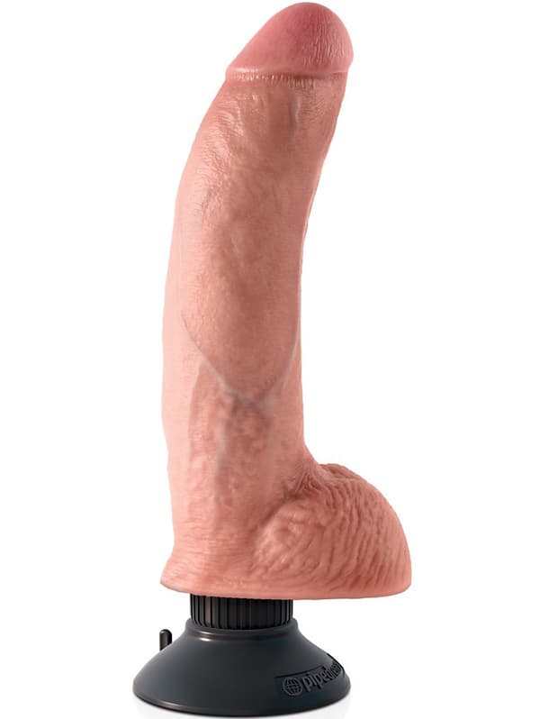 King Cock: Vibrating Cock with Balls, 23 cm Ljus
