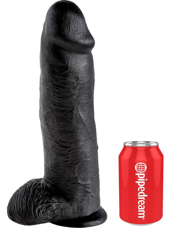 King Cock: Realistic Dildo with Balls, 31 cm Svart