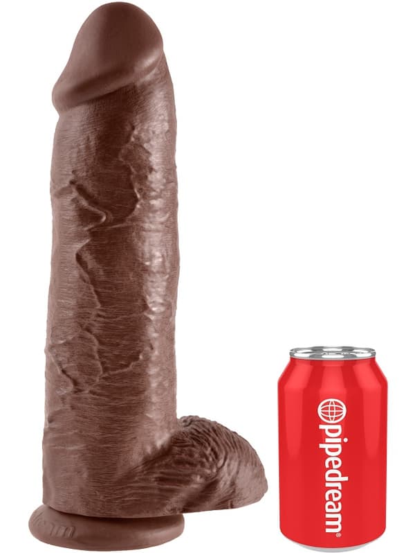 King Cock: Realistic Dildo with Balls, 31 cm Mörk