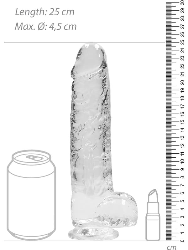 RealRock: Crystal Clear Realistic Dildo, 22 cm