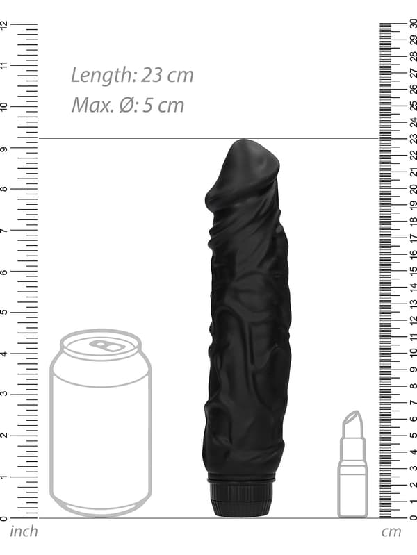 Shots Toys: Realistic Multispeed Vibrator, 23 cm, svart