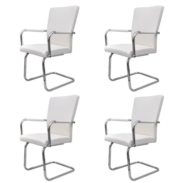 vidaXL spisebordsstole med cantilever 4 stk. kunstlæder hvid