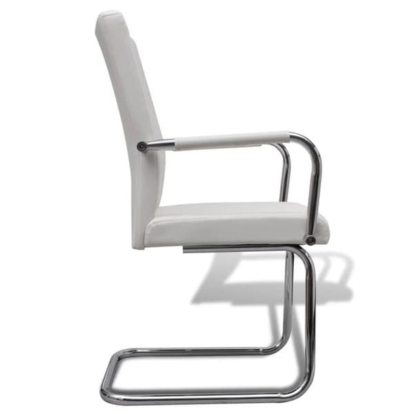 vidaXL spisebordsstole med cantilever 6 stk. kunstlæder hvid